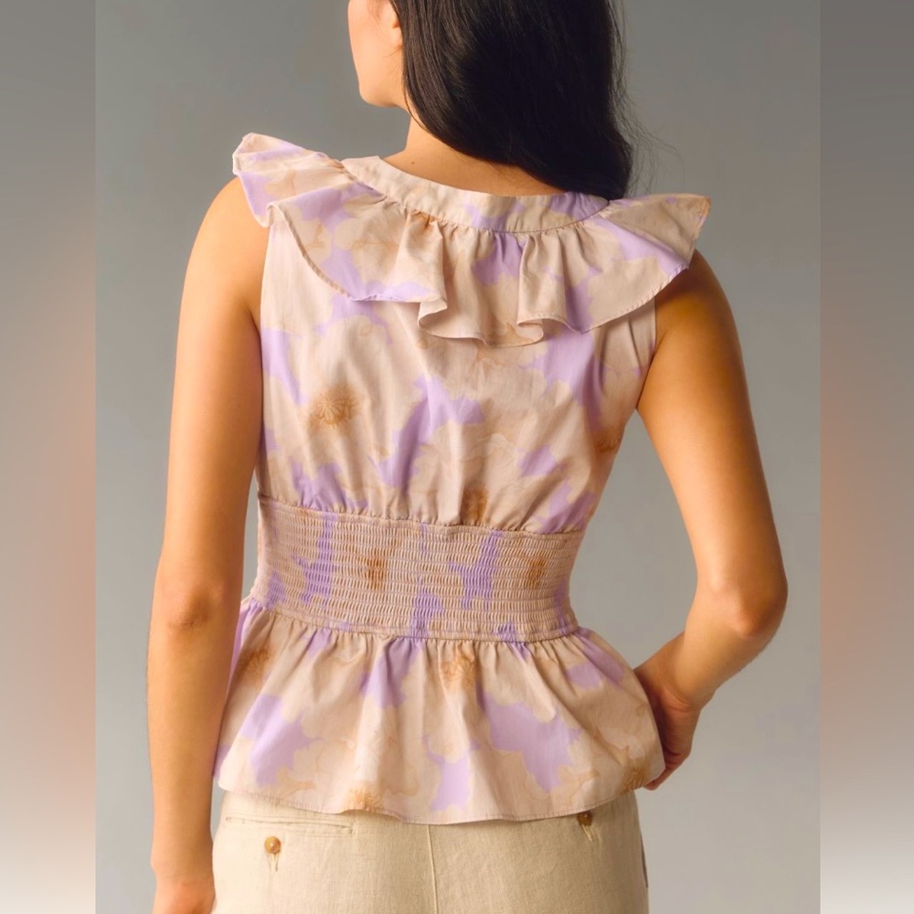 ANTHROPOLOGIE Hutch V Neck Ruffled Smocked Tank - Picture 3 of 7